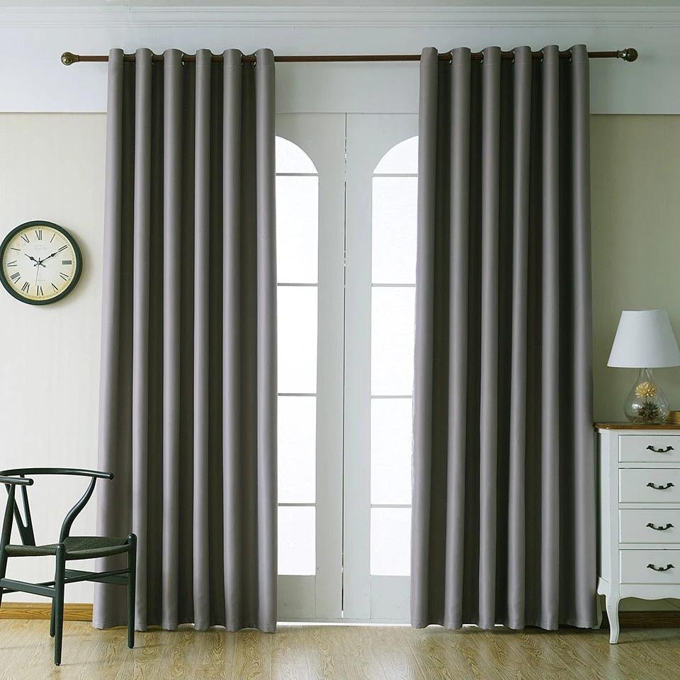 2 PC Plain Dyed Eyelet Curtains with lining-Charcoal Grey - Aura living