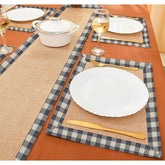 Jute Dinning Set With Border- Black Check