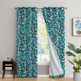 GREEN LEAF PRINTED BLACKOUT CURTAIN - Aura Living