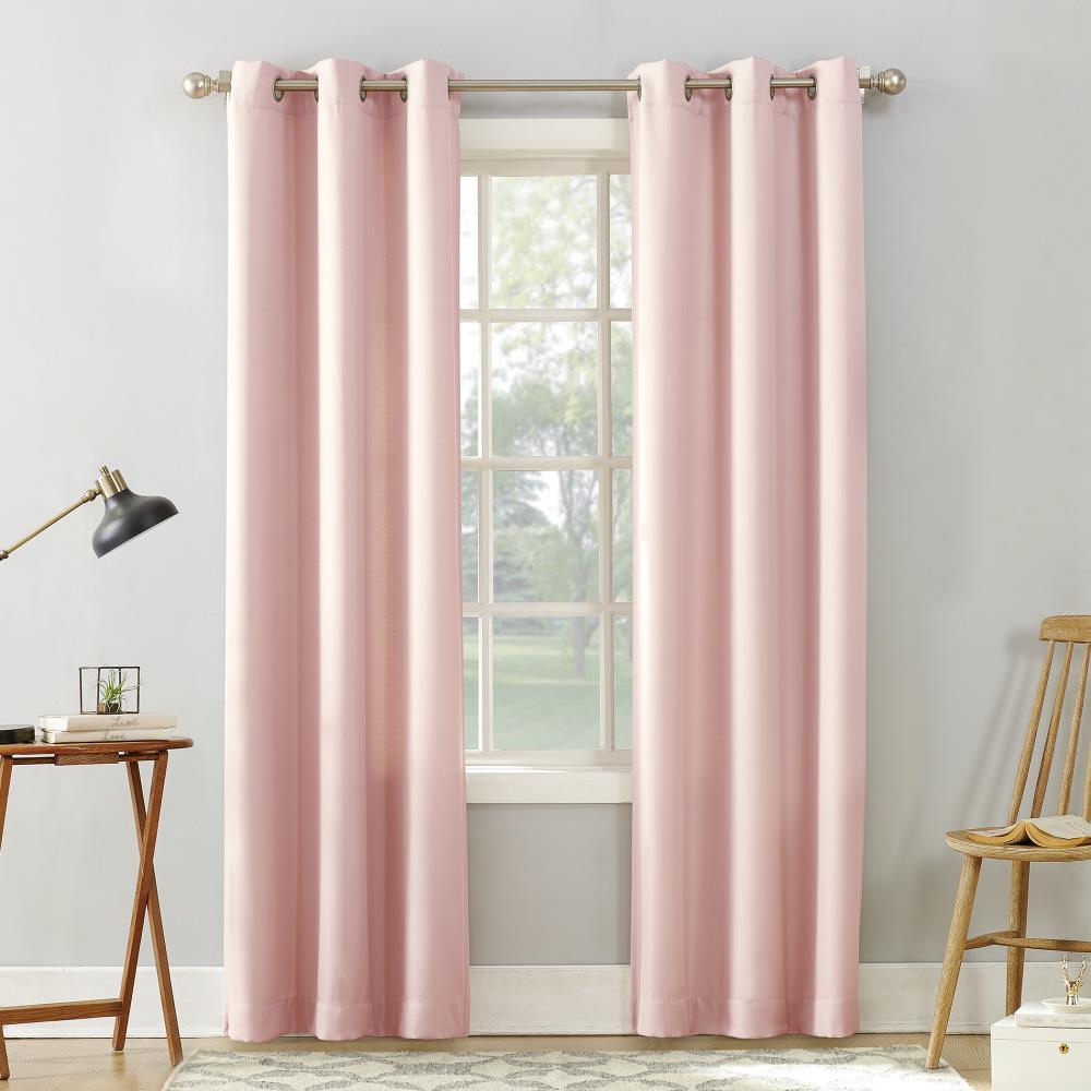 2 PC Plain Dyed Eyelet Curtains with lining- Baby Pink - Aura living