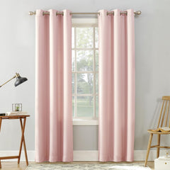 2 PC Plain Dyed Eyelet Curtains with lining- Baby Pink - Aura living