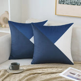 Pack Of 2 Velvet Geometric Patchwork Cushions - Aura Living