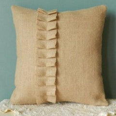 1 pc Beige Foxy Frill Jute Cushion Cover - Aura living