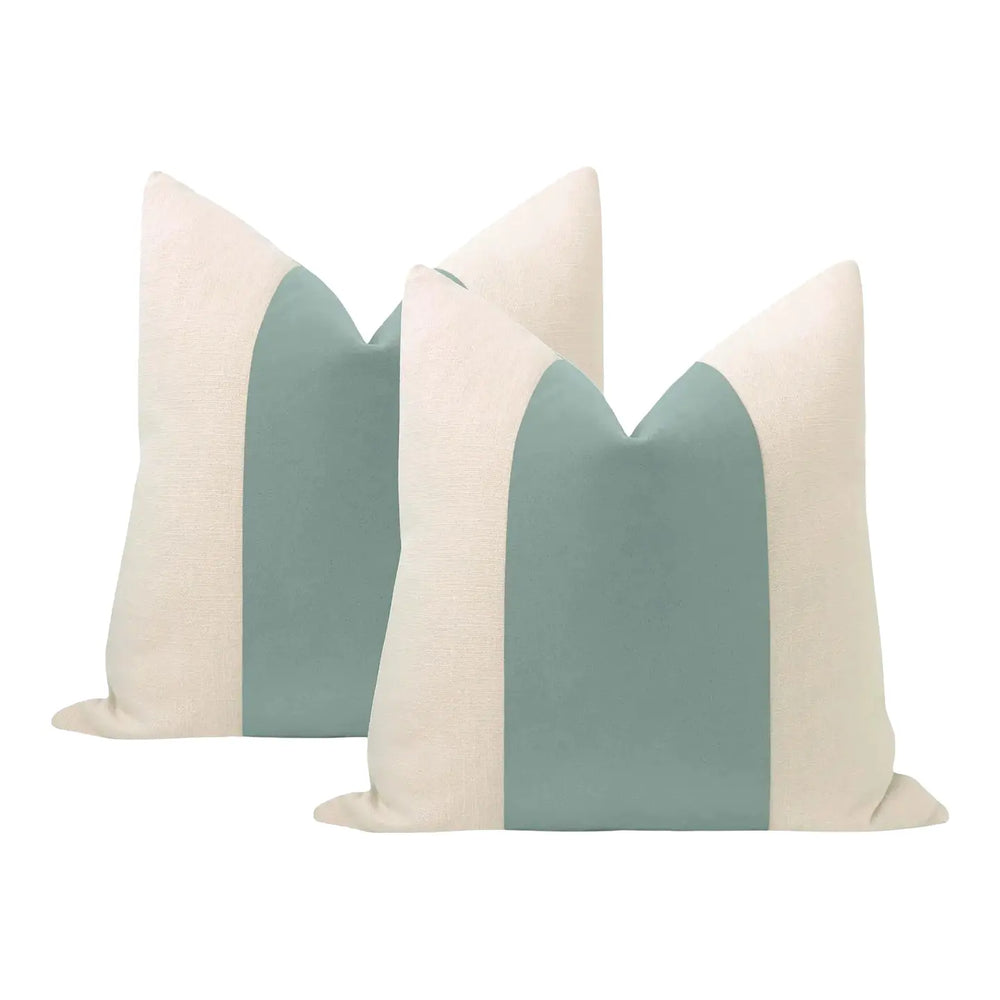 Packof 2 Classic Espresso Velvet Panel With Oatmeal Cotton Cushions - Aura living