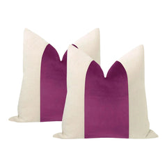 Packof 2 Classic Espresso Velvet Panel With Oatmeal Cotton Cushions - Aura living