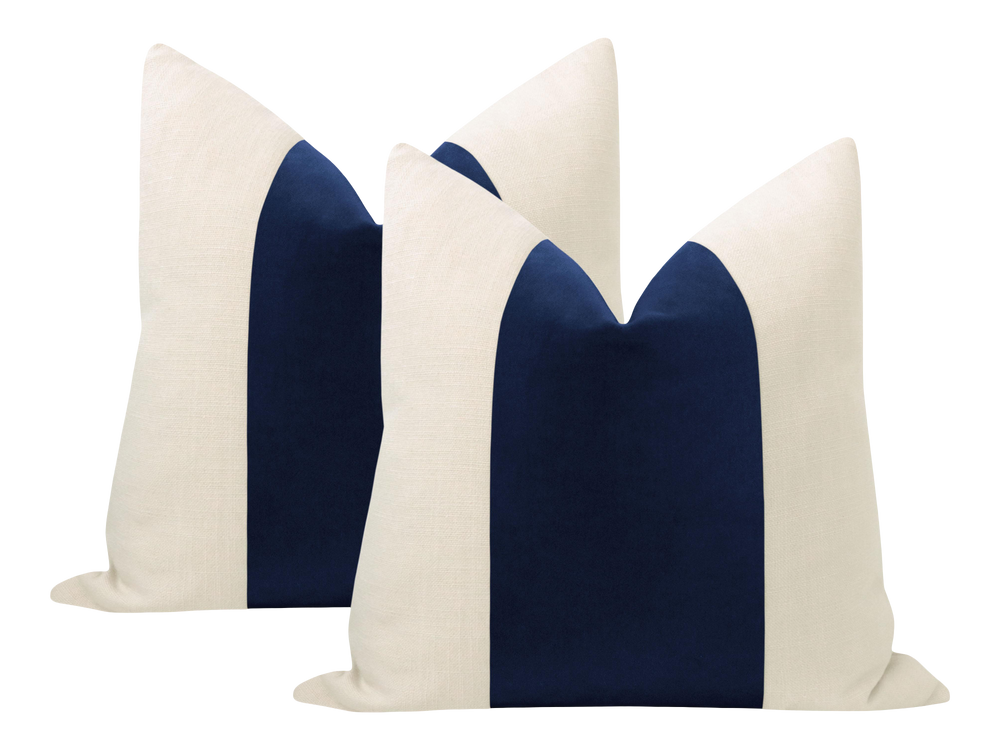 Packof 2 Classic Espresso Velvet Panel With Oatmeal Cotton Cushions - Aura living