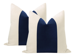 Packof 2 Classic Espresso Velvet Panel With Oatmeal Cotton Cushions - Aura living