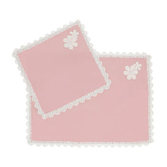 9 PCS TROLLEY MAT AND NAPKIN SET WITH LACE - PINK - Aura living
