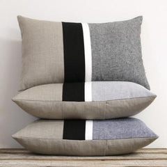 Pack of 3 Mono Grey and Black Jute Cushions - Aura living