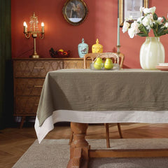 Decorative Tablecloth - Dark Beige With White Bordered - Aura living