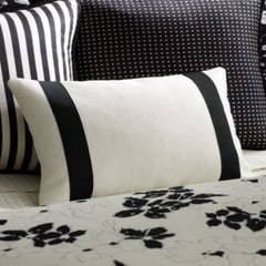 JASEN White With Black Strip Decorative Jute Cushion Cover - Aura living