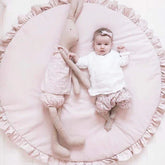 Round Style Baby Rug With Frill - Baby Pink - Aura Living
