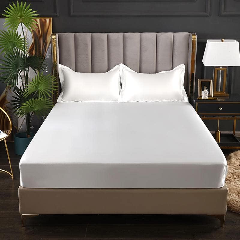 Luxury Egyptian Cotton Satin Fitted Sheet Set - White - Aura living