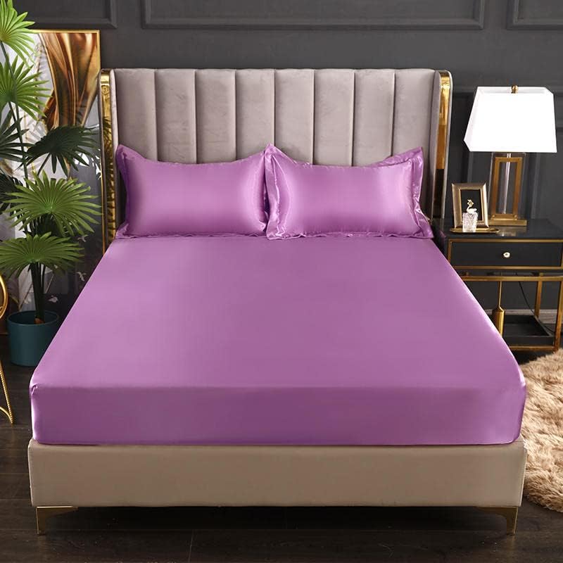 Luxury Egyptian Cotton Satin Fitted Sheet Set - Lilac - Aura living