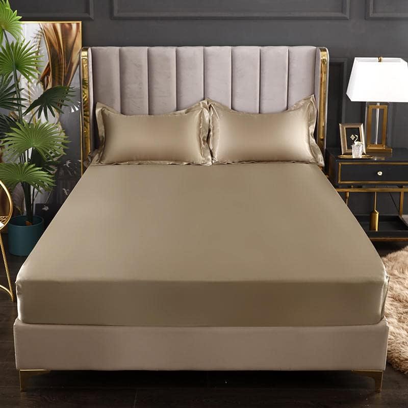 Luxury Egyptian Cotton Satin Fitted Sheet Set - Beige - Aura living