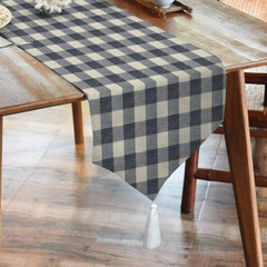 Waterproof Cotton Reversible Dinning Set - Black Checked - Aura living