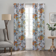 2 PCS PRINTED BLACKOUT CURTAIN ROSE GARDEN BEIGE