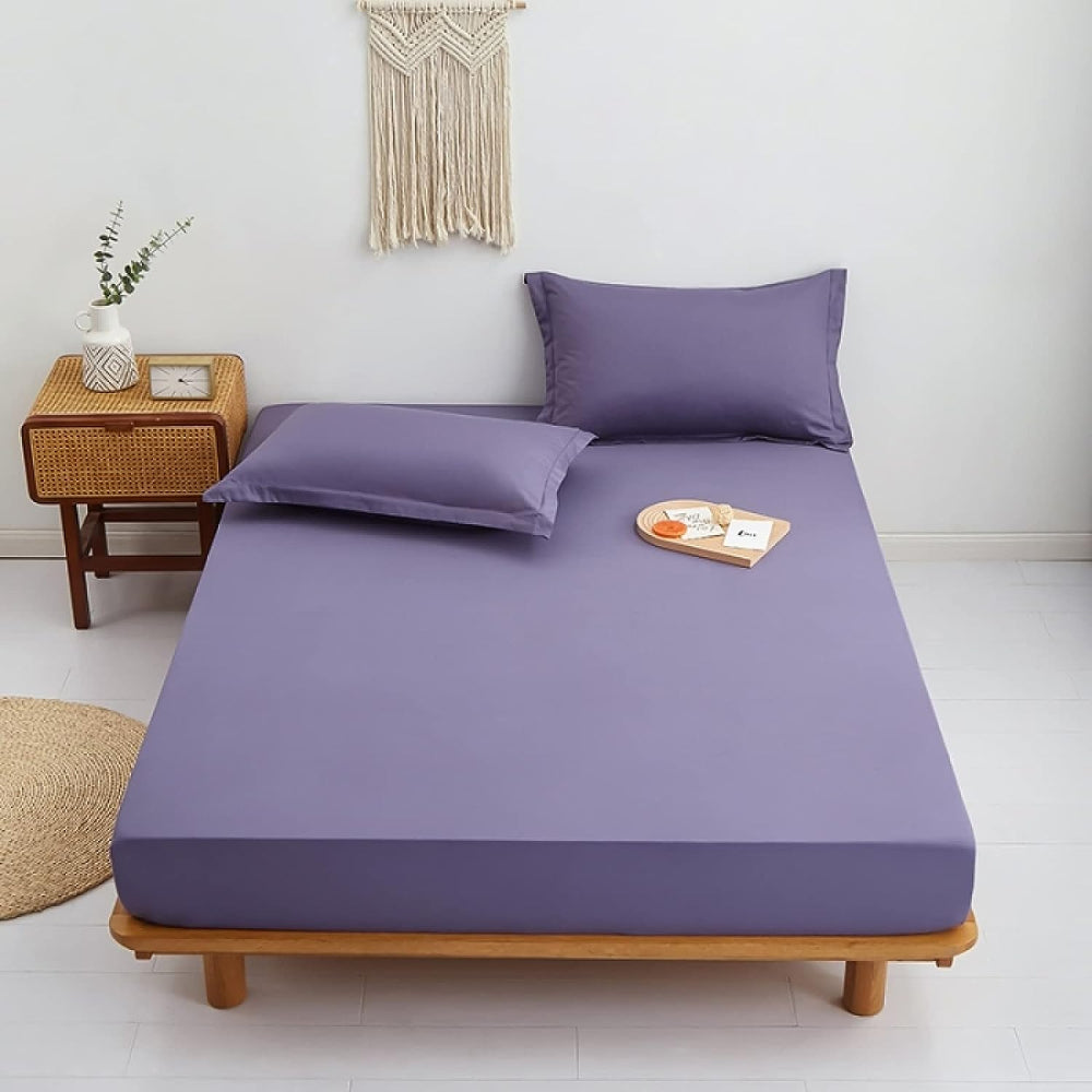 Purple Egyptian Cotton Fitted Sheet Set - Aura living