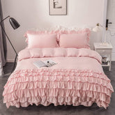 Luxury Cotton Frilled Duvet Set Pink - Aura Living