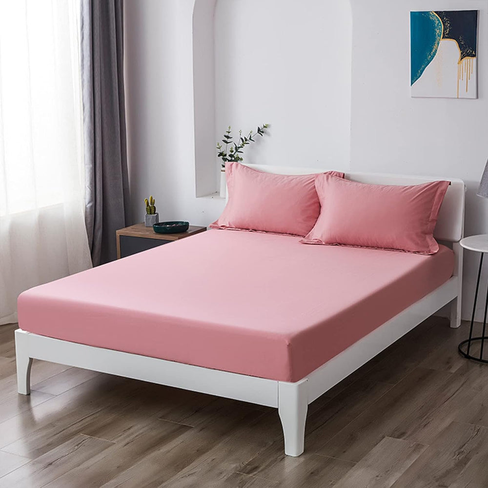 Pink Egyptian Cotton Fitted Sheet Set - Aura living