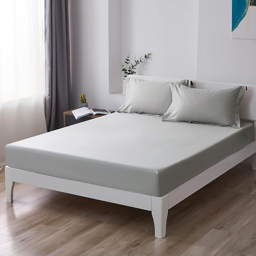 Silver Egyptian Cotton Fitted Sheet Set - Aura living