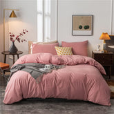 Plain Dyed Duvet Cover Set-Pink - Aura Living