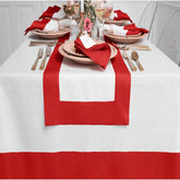 Cotton Luxury Dining Set Mited Corner Bordered - Red and White - Aura Living
