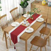 Jute Table Runner- White And Red - Aura living