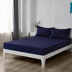 Navy Blue Egyptian Cotton Fitted Sheet Set - Aura living