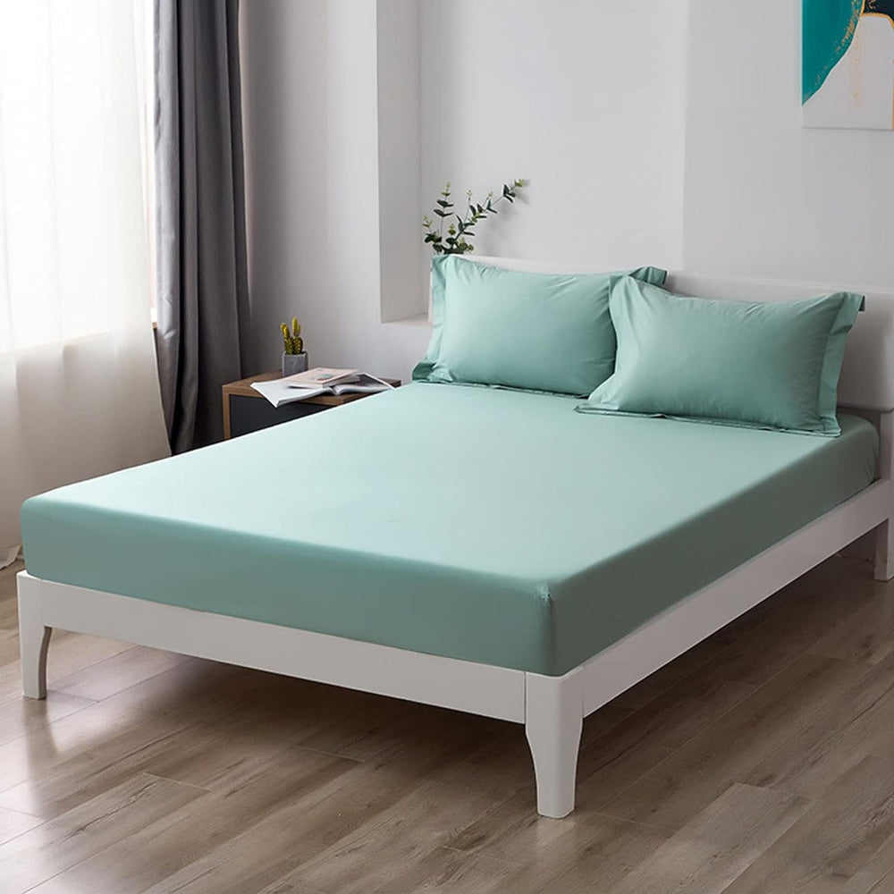 Aqua Green Egyptian Cotton Fitted Sheet Set - Aura living
