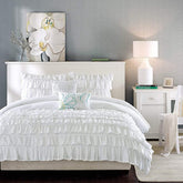 Luxury Cotton Frilled Duvet Set -White - Aura Living