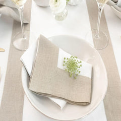 Cotton Luxury Dining Set Mited Corner Bordered - Dark Beige and White - Aura living