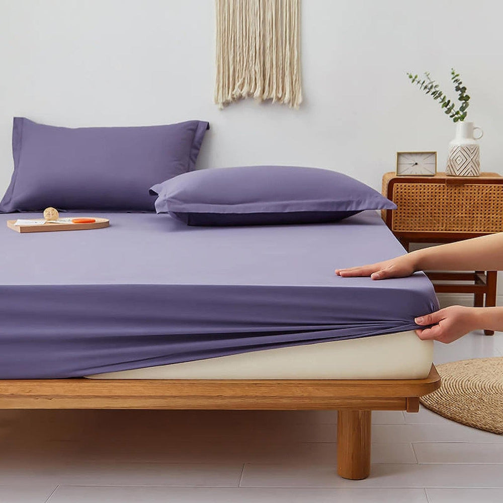 Purple Egyptian Cotton Fitted Sheet Set - Aura living