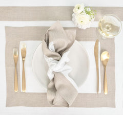 Plain Cotton Bordered Placemats, Sets - Aura living