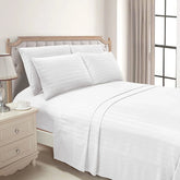 300 TC Luxury Hotel Style Strip Satin Bed sheet Set - Aura Living