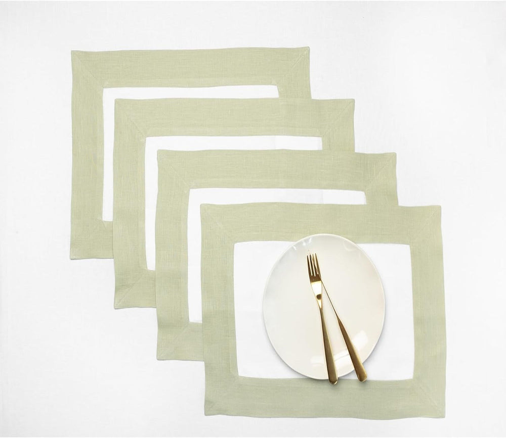 Cotton Luxury Dining Set Mited Corner Bordered - Sage Green and White - Aura living