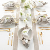 Cotton Luxury Dining Set Mited Corner Bordered - Dark Beige and White - Aura Living