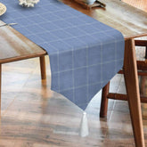 Waterproof Cotton Reversible Dinning Set - Modern Vintage Blue Check - Aura Living