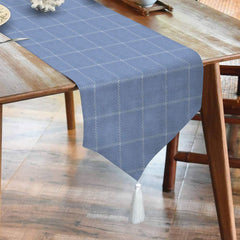 Waterproof Cotton Reversible Dinning Set - Modern Vintage Blue Check - Aura living