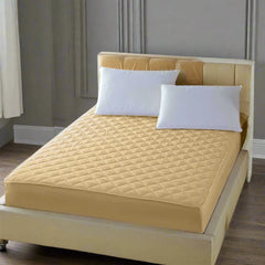 Quilted Waterproof Mattress Protector - Beige - Aura living