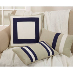 Pack of 3 Mono Beige and Navy Jute Cushions - Aura living