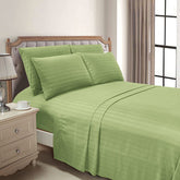 Luxury Strip Satin Bed sheet Set - Green - Aura living