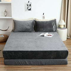 Velvet Fitted Sheet Set - Dark Grey - Aura living