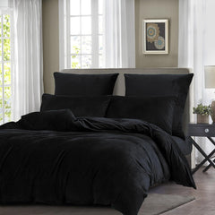 Luxury Velvet Duvet Cover Set - Black - Aura living