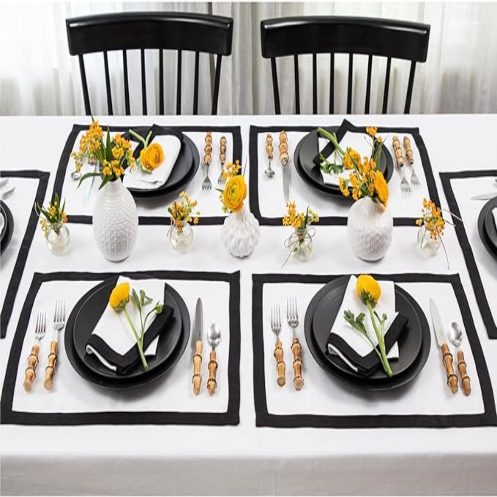 Plain Cotton Bordered Placemats, Sets - Aura living