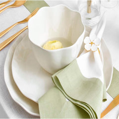 Cotton Luxury Dining Set Mited Corner Bordered - Sage Green and White - Aura living