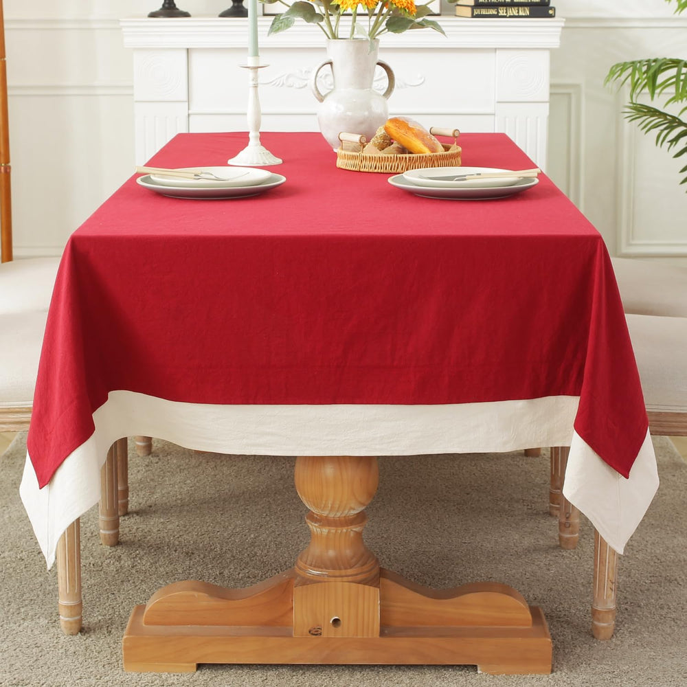 Decorative Tablecloth - Red With White Bordered - Aura living