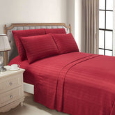 Luxury Strip Satin Bed sheet Set - Mahroon - Aura living
