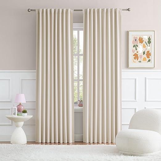 2 PC Plain Dyed Eyelet Curtains with lining-Cream - Aura living