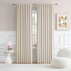 2 PC Plain Dyed Eyelet Curtains with lining-Cream - Aura living